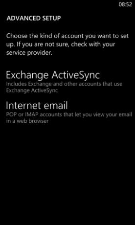 configuración de correo electrónico de Windows Phone 8