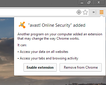 Avast - Complemento de protección del navegador - Chrome