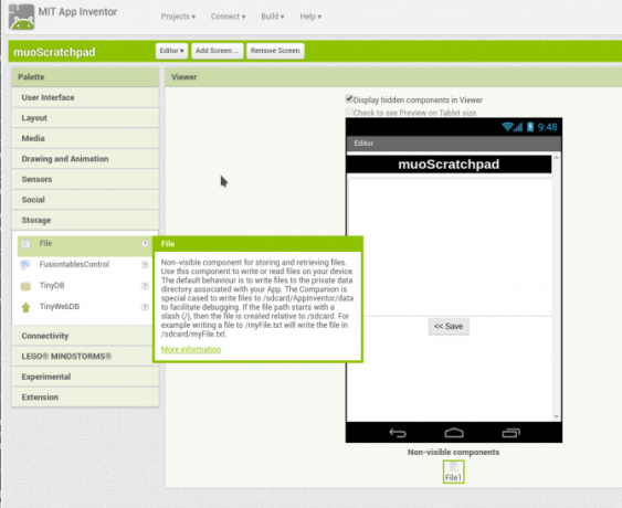 Android crear aplicación appinventor screen2 almacenamiento