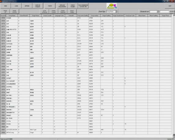 gestión de bases de datos del reproductor de karaoke