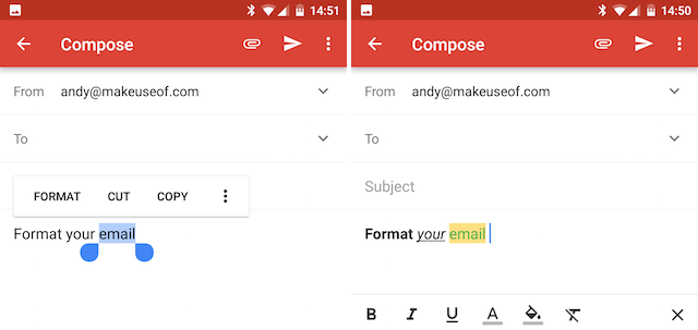 Android Gmail Formatea tus mensajes