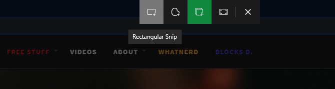 Barra de herramientas de acceso directo de captura de pantalla de Windows 10