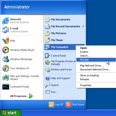 Windows XP Administrar computadora