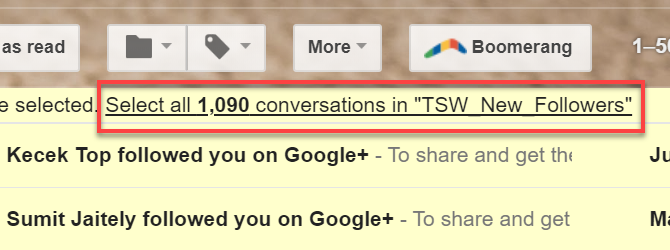 Seleccionar conversaciones en Gmail