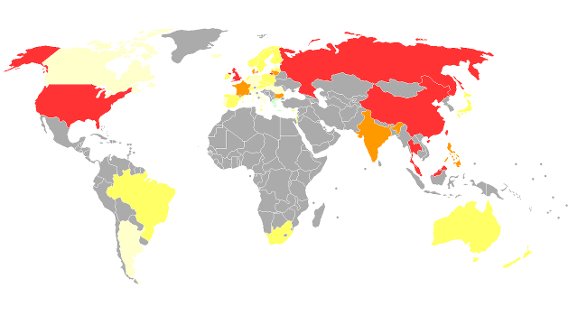 mapa del mundo de privacidad