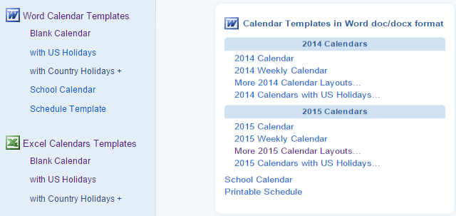 Plantillas WinCalendar