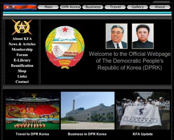 sitios web de corea del norte