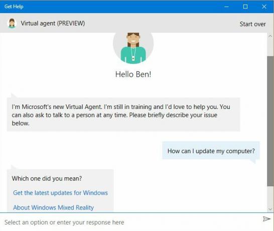 Obtenga soporte a través de la aplicación Obtener ayuda de Windows 10