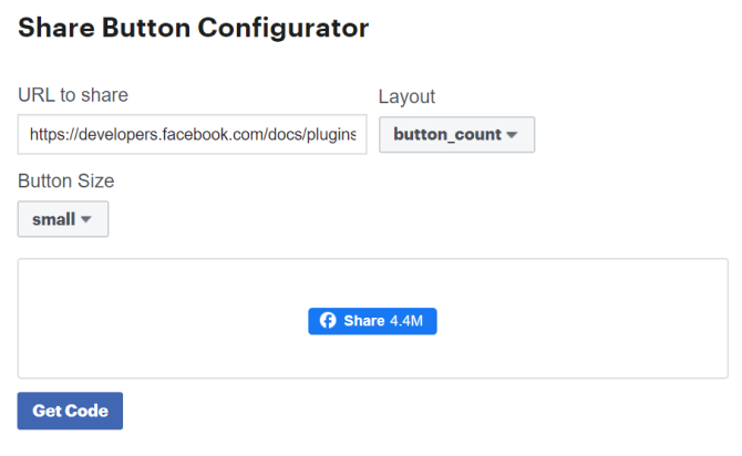 Configurador de botones para compartir widgets de Facebook