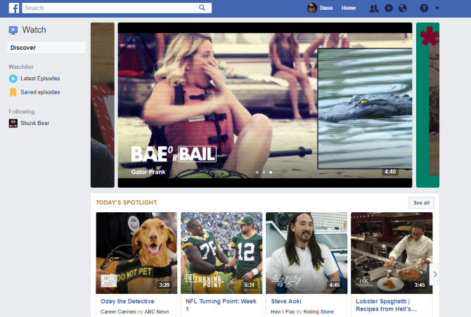 captura de pantalla de Facebook Watch