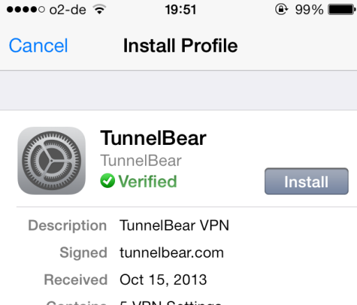 Configure una VPN en su iPhone en minutos con Tunnelbear tunnelbear5