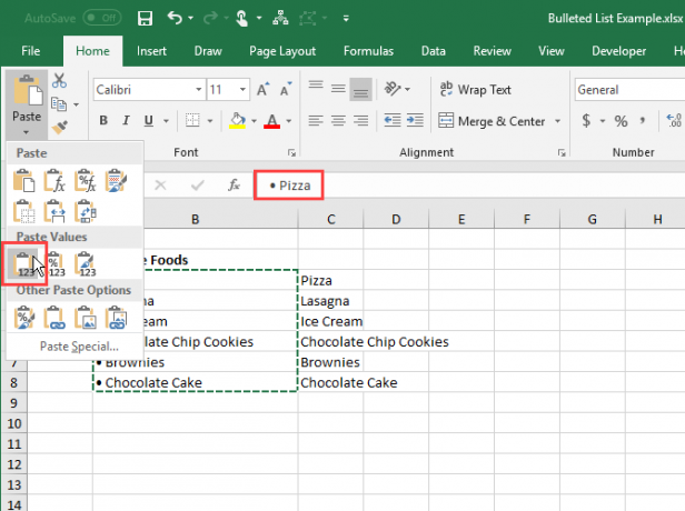 Pegar valores solo en Excel