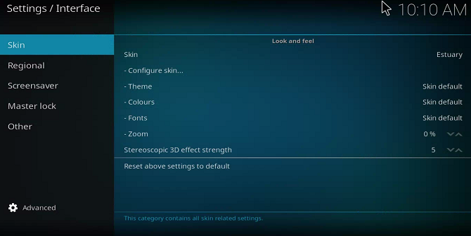 kodi cambia el menú de skin