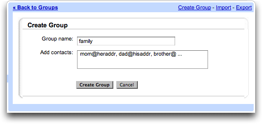 Crear grupos de Gmail