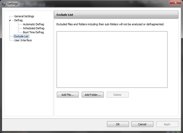 IObit Smart Defrag: una magnífica herramienta de desfragmentación y optimización de disco duro [Windows] Configuración Excluir lista