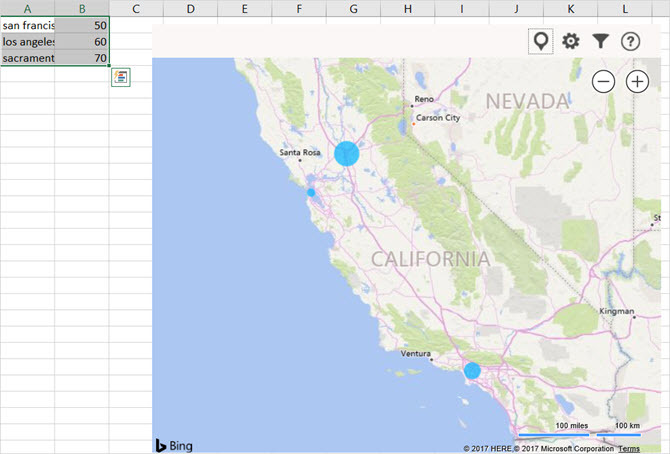 hojas de cálculo agradables complementos de Microsoft Excel mapas de Bing