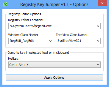 Opciones de puente de registro de Windows