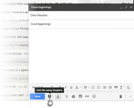 Dropbox para la extensión de Chrome de Gmail