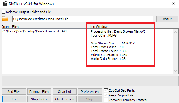 Cómo reparar archivos AVI rotos que no se reproducen divfix fixed final