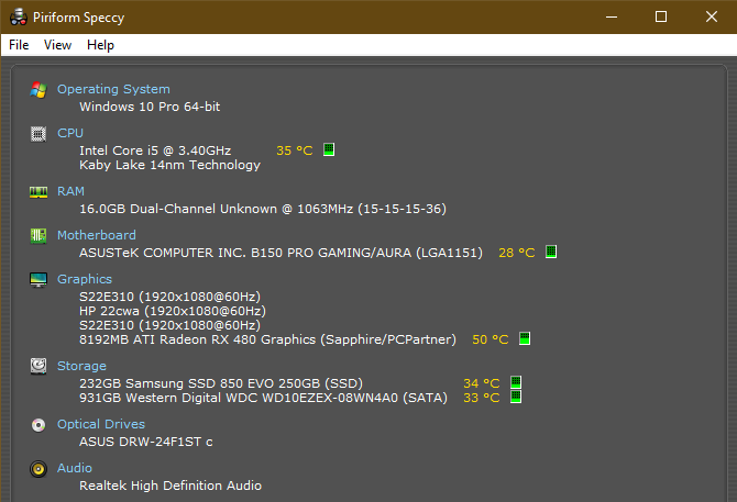 Speccy PC Especificaciones