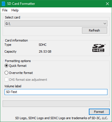 Formateador de tarjeta SD Windows
