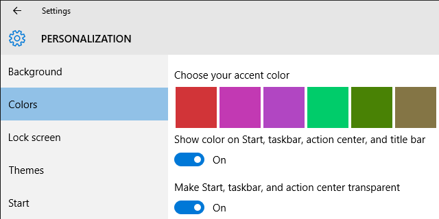 Personalización de color de Windows 10