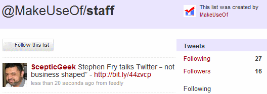 Cómo crear, descubrir y seguir listas de Twitter MUOStaffTwitterList
