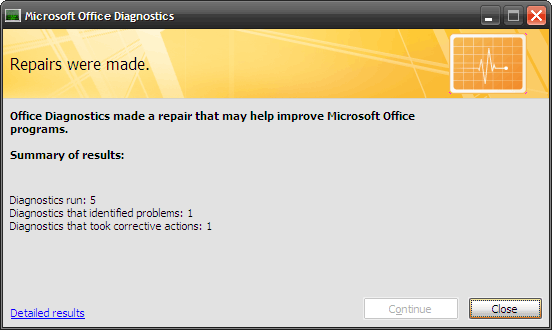 Cómo solucionar problemas de Microsoft Office con MS Office Diagnostics 5 prueba finalizada