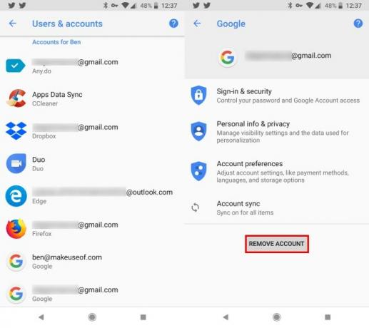 Eliminar cuenta de Google Android