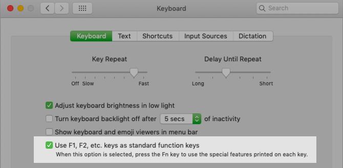 Configuración de macOS para voltear la tecla de función bahvior