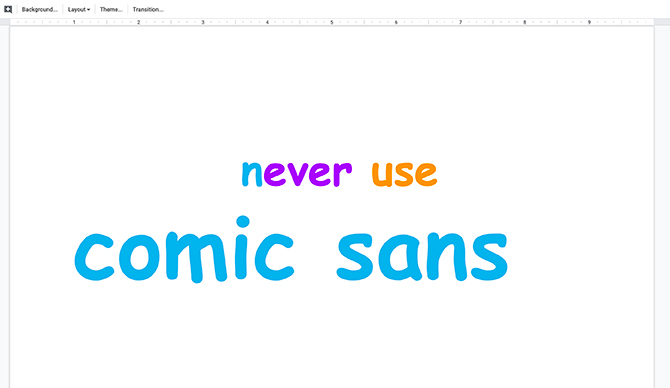 Nunca cometa errores de diseño en la presentación de diapositivas Comic Sans