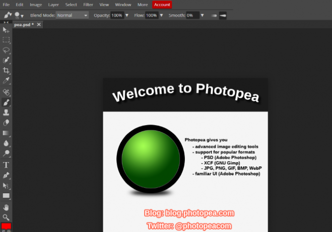 Use Photopea como alternativa a Photoshop en Linux