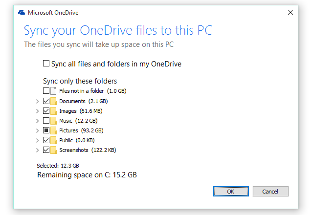 Configuración de sincronización de OneDrive