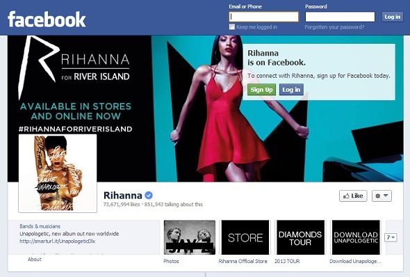 Nos gustas: 8 músicos con las páginas más populares en Facebook facebook rihanna