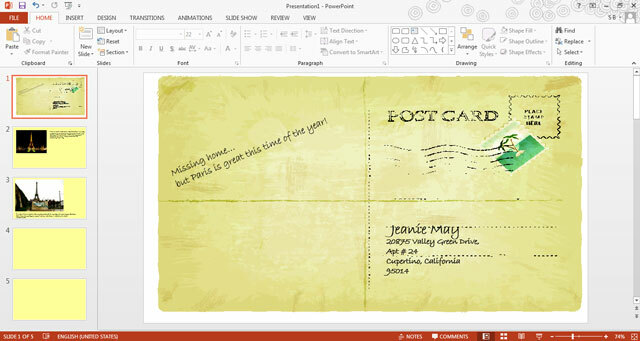 Postal de viaje en PowerPoint