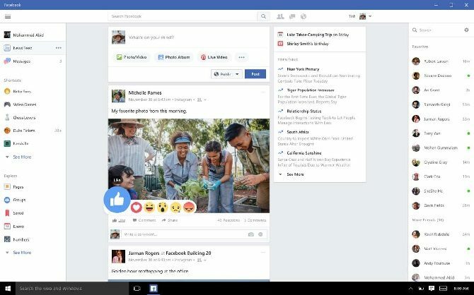 aplicación de windows 10 para facebook