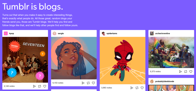 Una cuadrícula de diferentes publicaciones de Tumblr