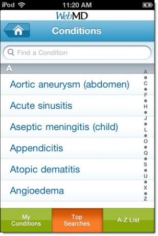 ipad de la aplicación webmd