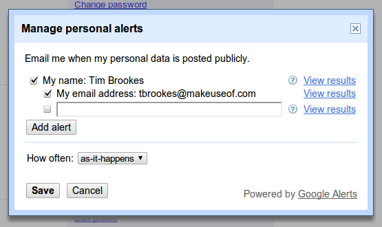 Google agrega "Yo en la Web" al Tablero [Noticias] google personalalerts