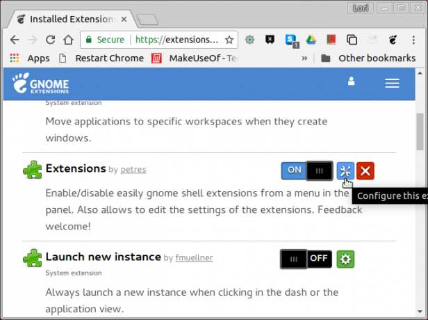 Administrar extensiones en el sitio web de extensiones de GNOME