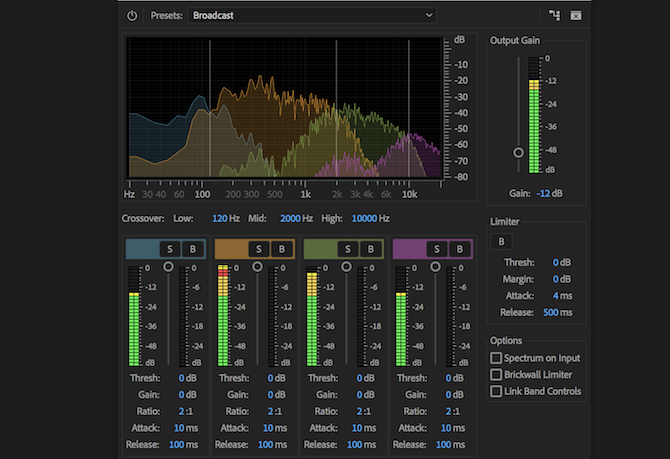 Efecto de compresor multibanda de Premiere Pro