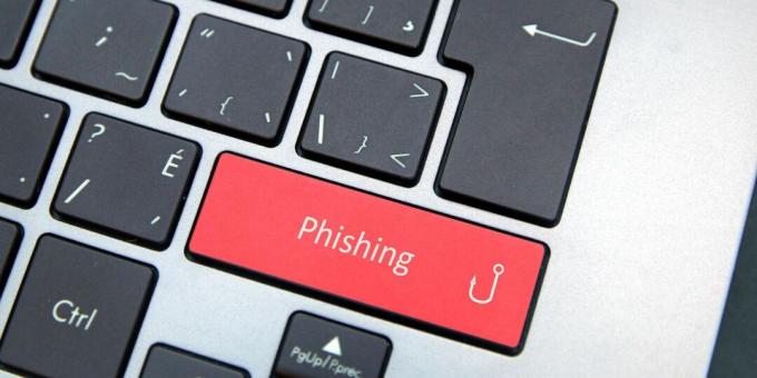 tecla de phishing en el teclado 