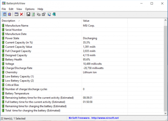 información detallada de la batería en batteryinfoview