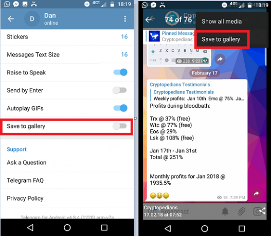 Cómo detener Telegram guardando imágenes en su teléfono Galería telegram guardar fotos