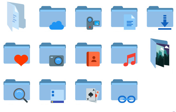 iconos de colores planos windows 10