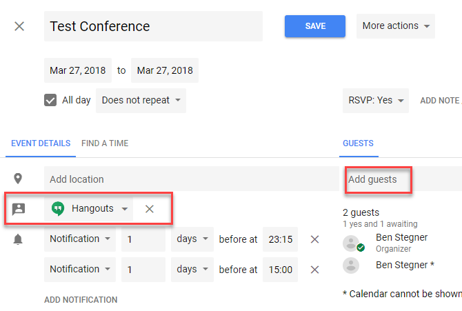 Cómo usar Google Hangouts - Programación de calendario