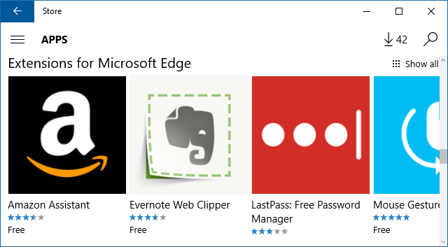 Extensiones de Microsoft Edge Windows Store