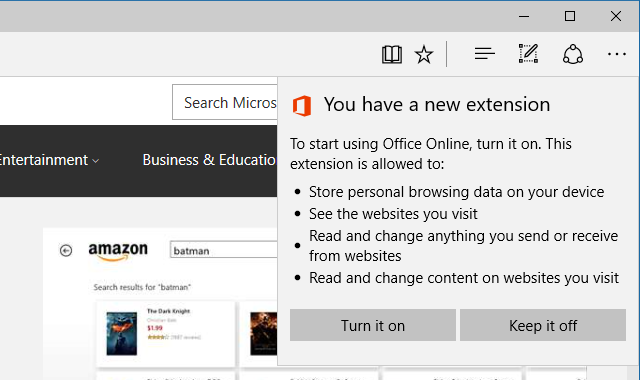 Extensión de activación de Microsoft Edge