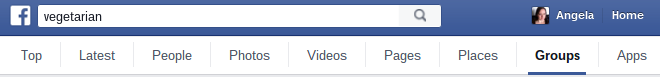 Pestaña Grupos de búsqueda de Facebook