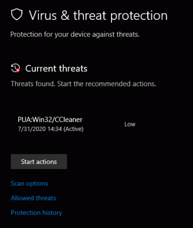 CCleaner bloqueado de seguridad de Windows